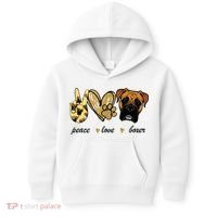 Peace Love Boxer Dog Boxer Dog Lover Gift Kids Hoodie thumb 0