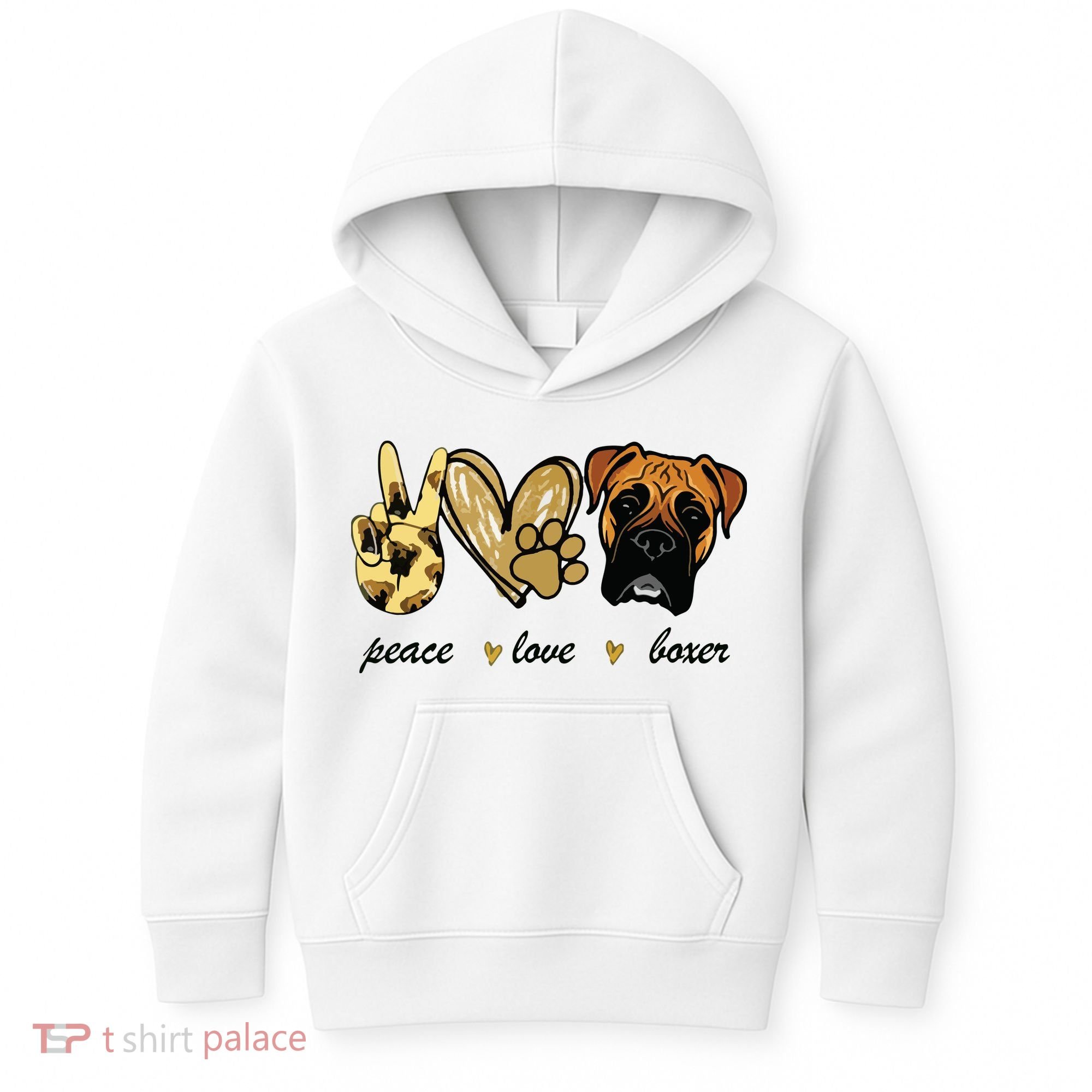 Peace Love Boxer Dog Boxer Dog Lover Gift Kids Hoodie
