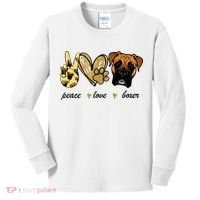 Peace Love Boxer Dog Boxer Dog Lover Gift Kids Long Sleeve Shirt thumb 0