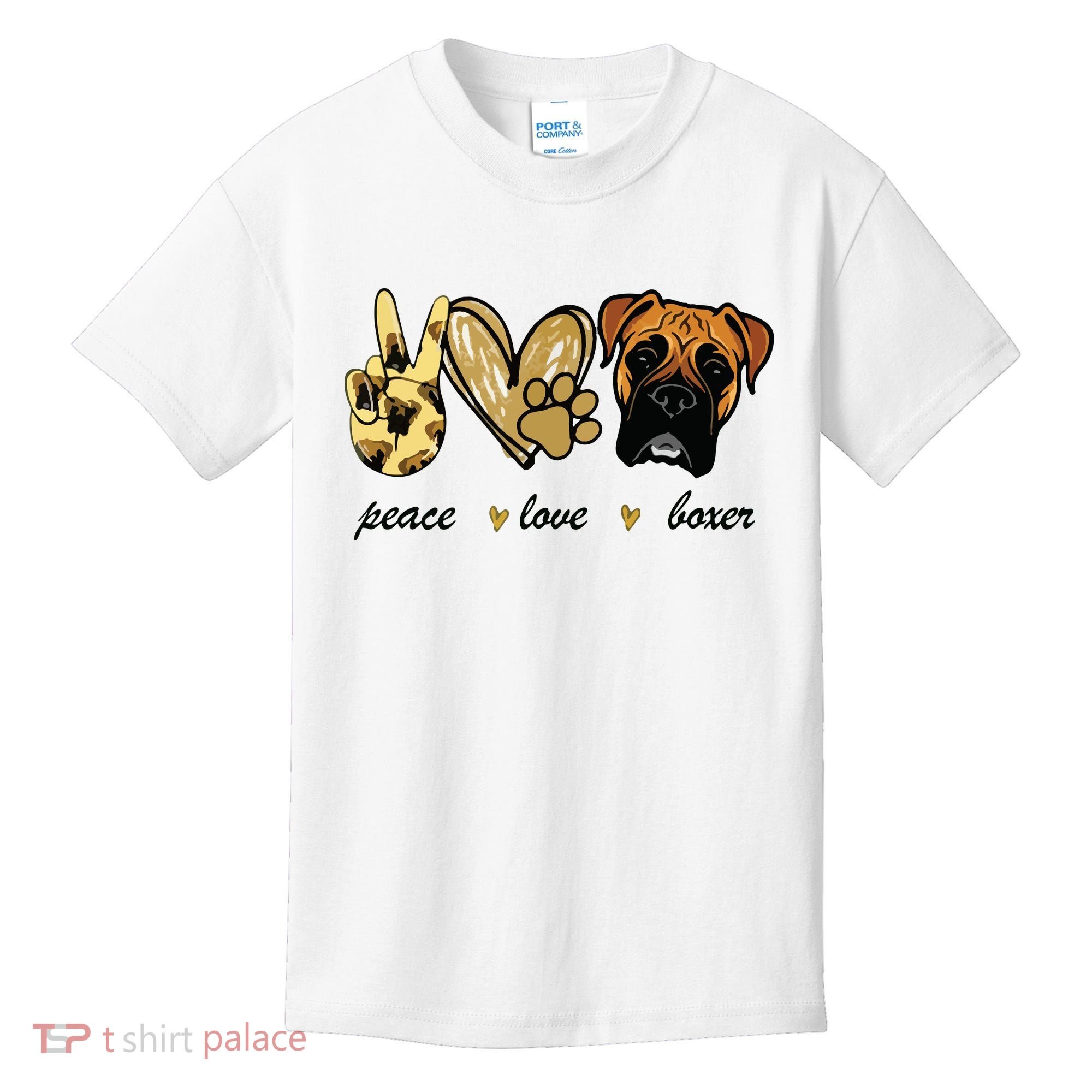 Peace Love Boxer Dog Boxer Dog Lover Gift Kids T-Shirt