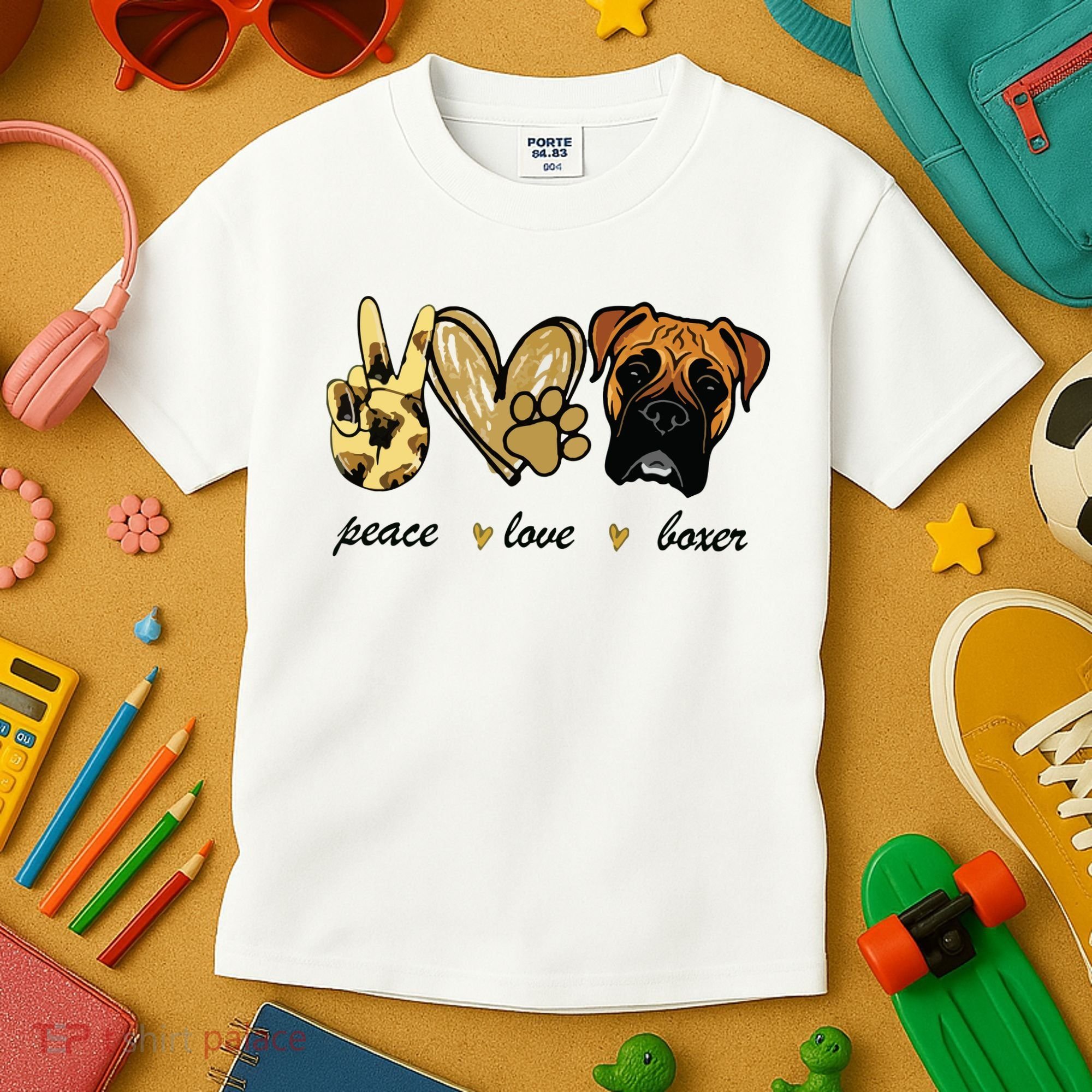 Peace Love Boxer Dog Boxer Dog Lover Gift Kids T-Shirt