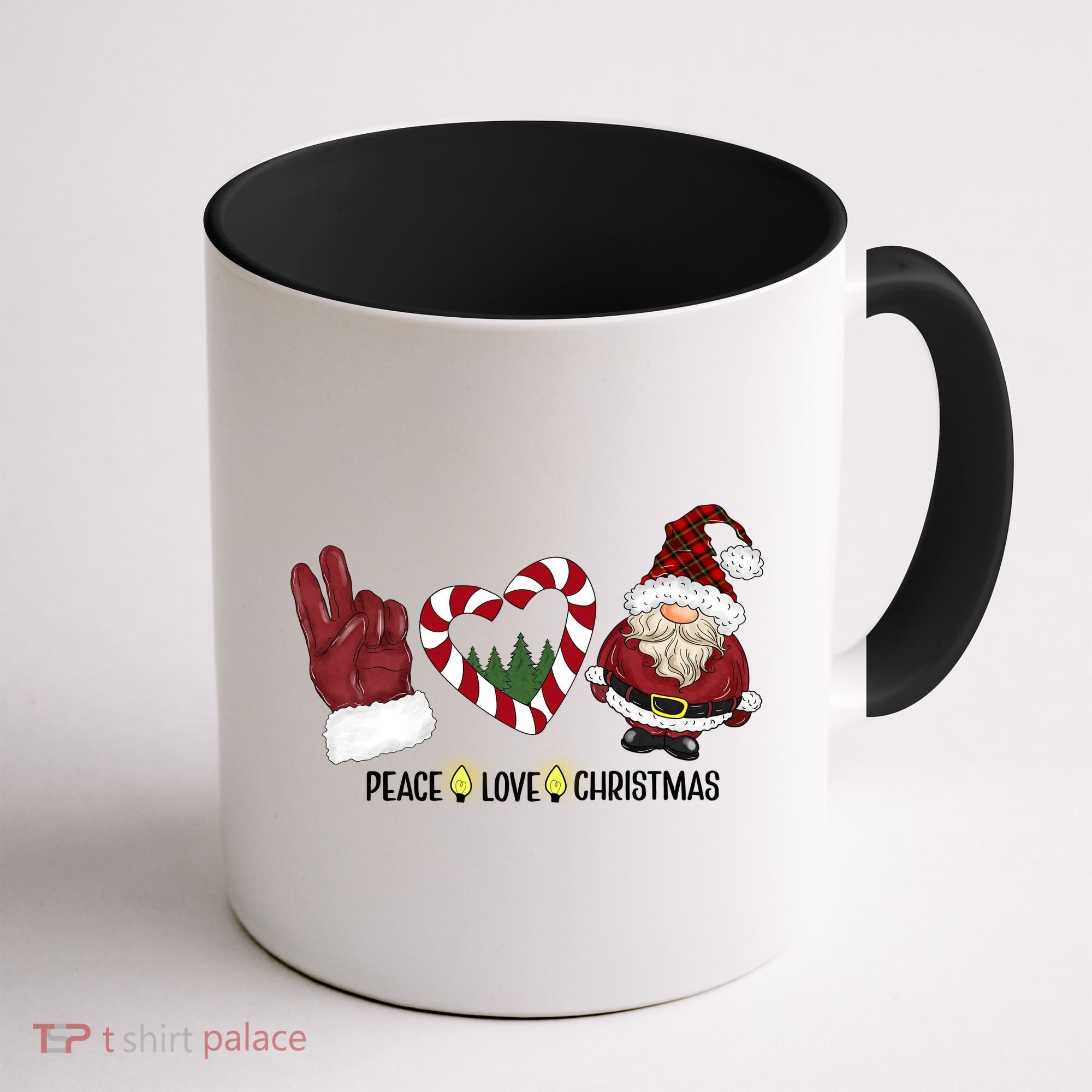 Peace Love Christmas Gnome Sublimation Funny Xmas Gift Coffee Mug