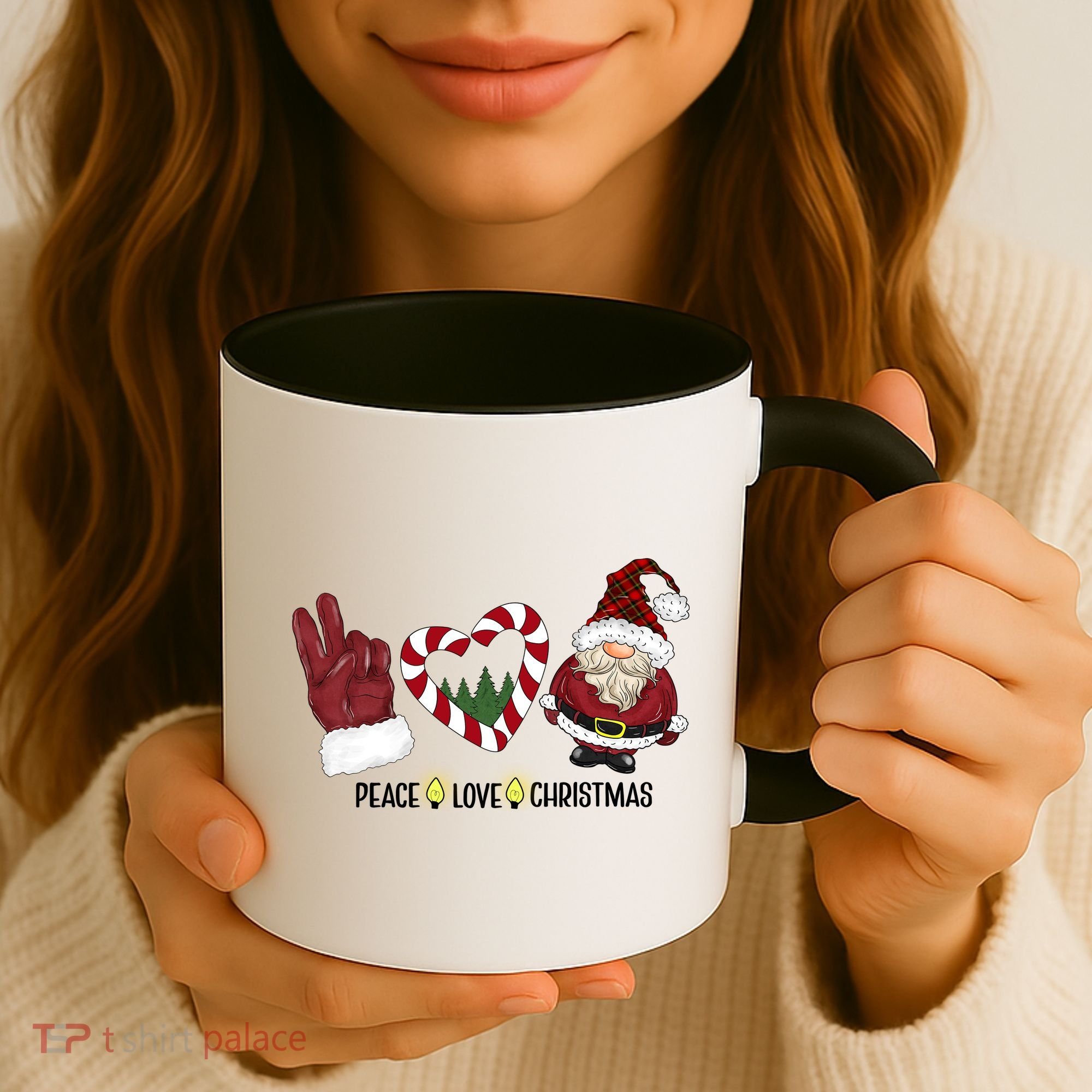 Peace Love Christmas Gnome Sublimation Funny Xmas Gift Coffee Mug