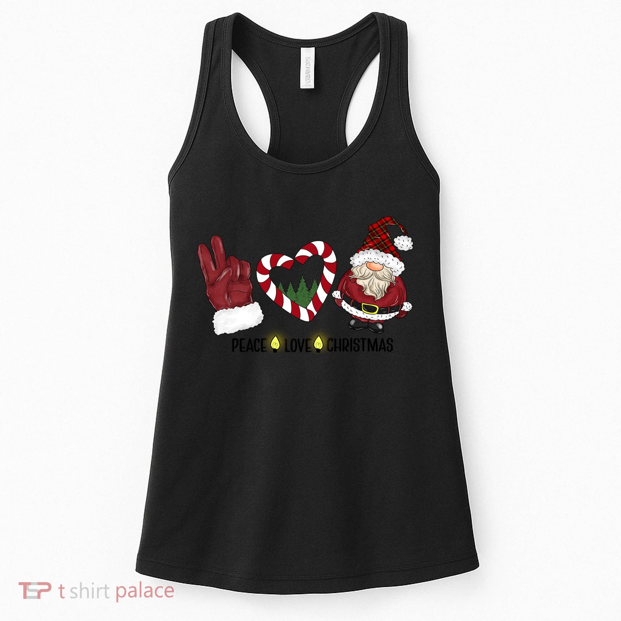 Peace Love Christmas Gnome Sublimation Funny Xmas Gift Women's Tank Top