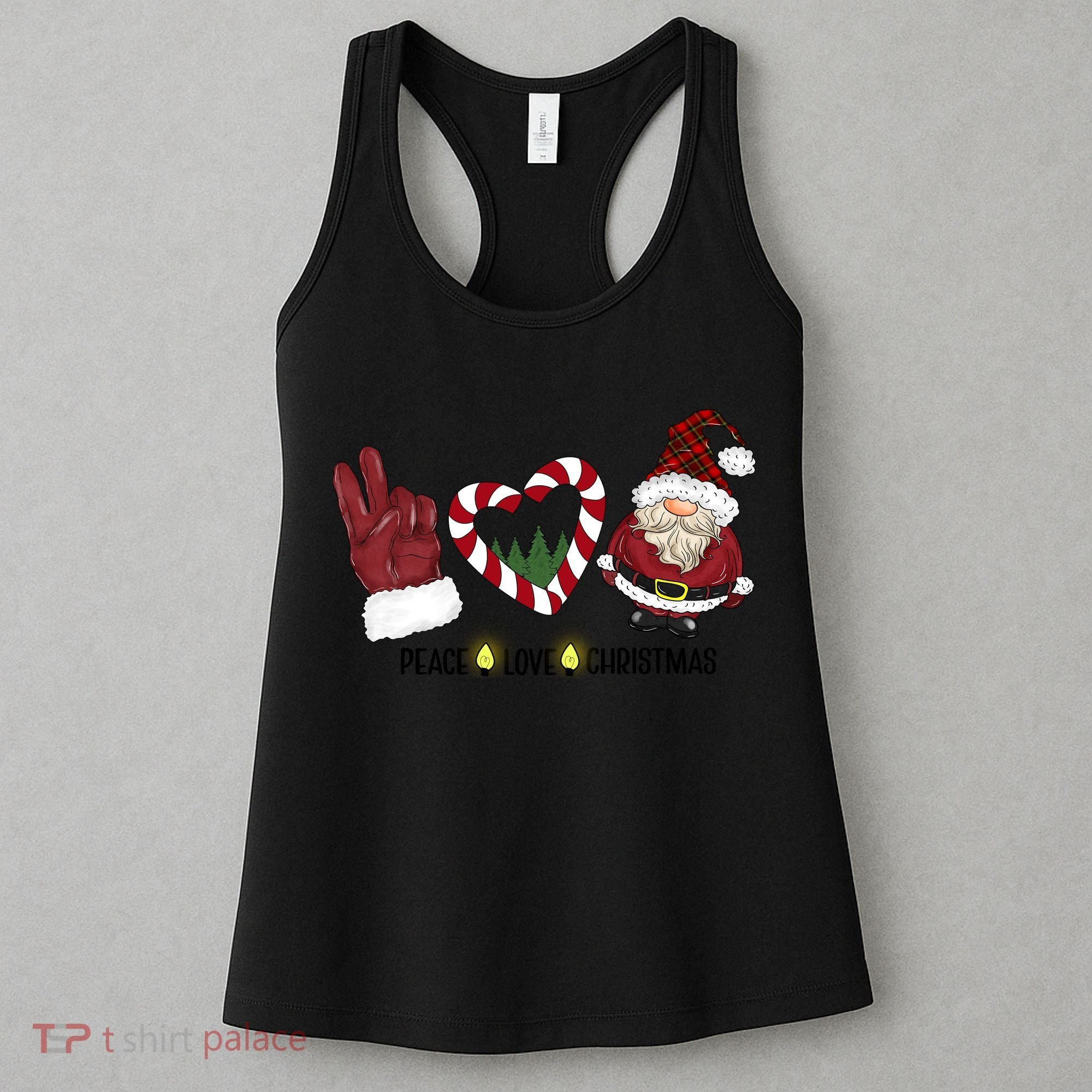 Peace Love Christmas Gnome Sublimation Funny Xmas Gift Women's Tank Top