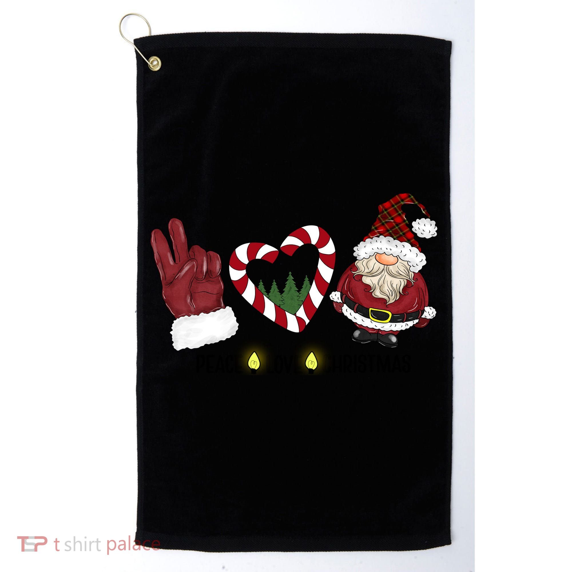 Peace Love Christmas Gnome Sublimation Funny Xmas Gift Golf Towel