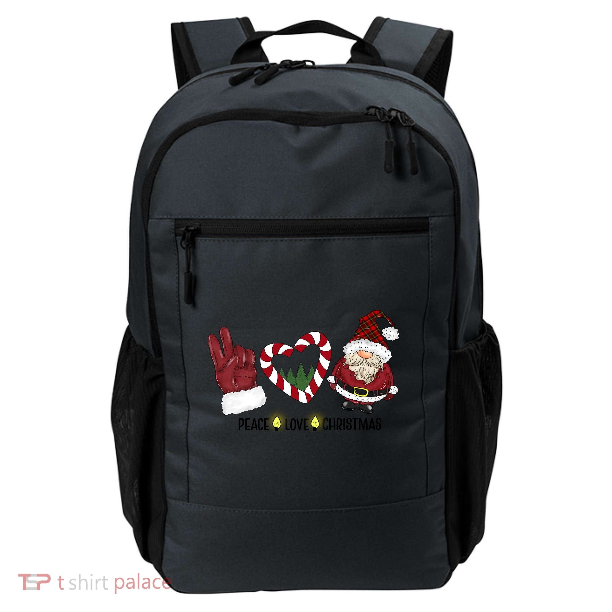 Peace Love Christmas Gnome Sublimation Funny Xmas Gift Backpack