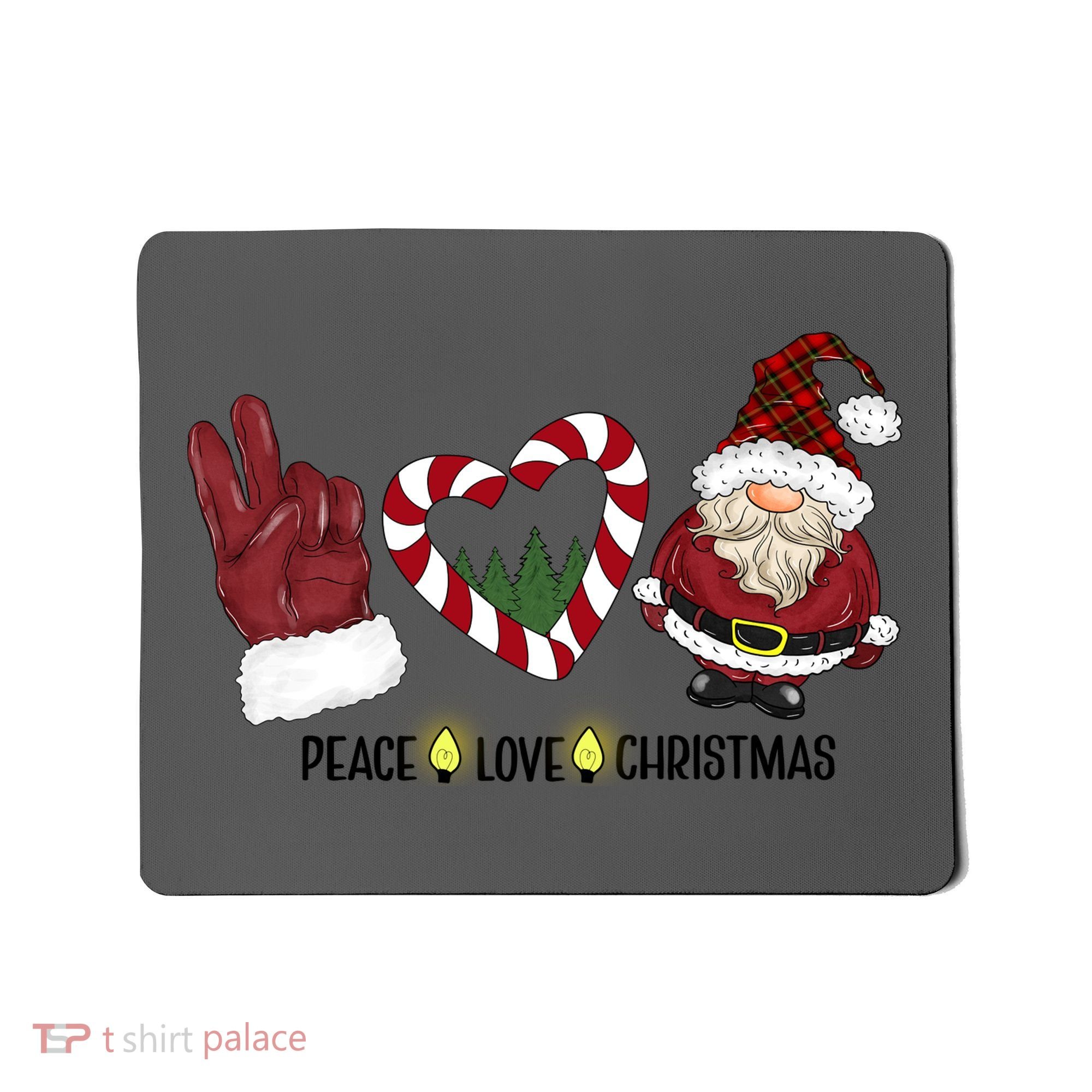 Peace Love Christmas Gnome Sublimation Funny Xmas Gift Mousepad