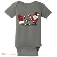 Peace Love Christmas Gnome Sublimation Funny Xmas Gift Baby Bodysuit thumb 0