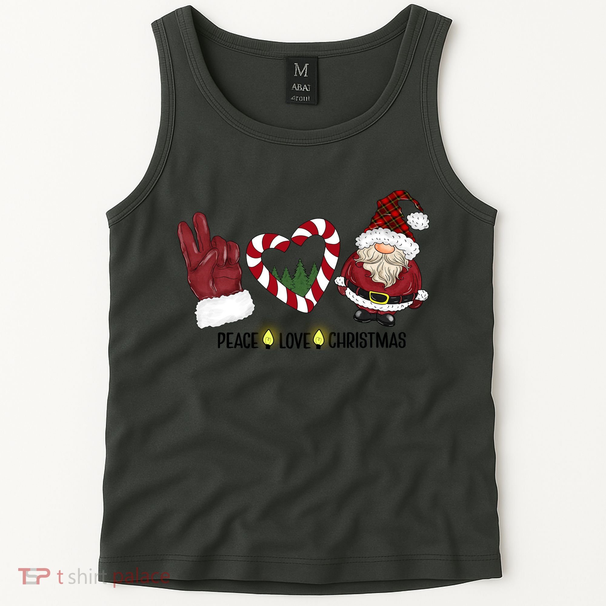 Peace Love Christmas Gnome Sublimation Funny Xmas Gift Tank Top