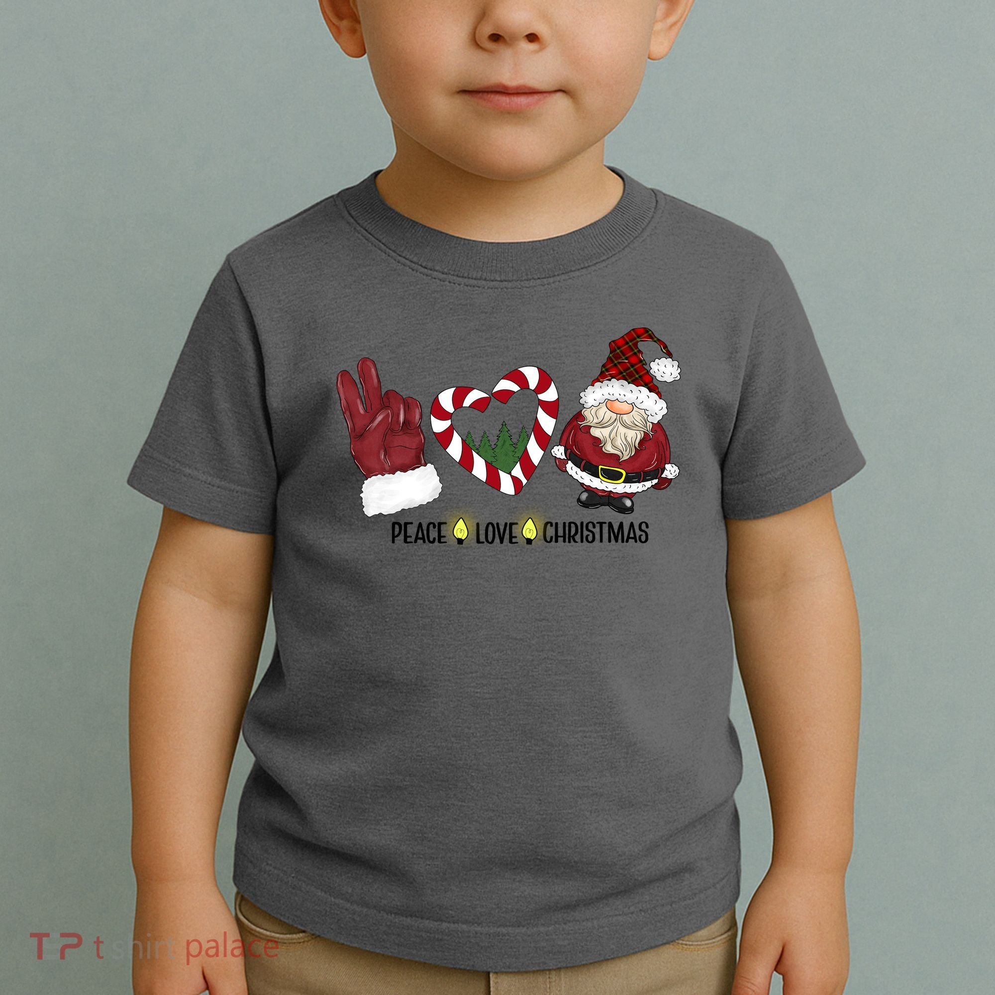 Peace Love Christmas Gnome Sublimation Funny Xmas Gift Toddler T-Shirt