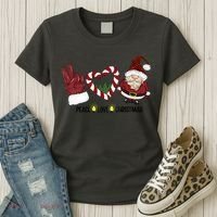 Peace Love Christmas Gnome Sublimation Funny Xmas Gift Women's T-Shirt thumb 3