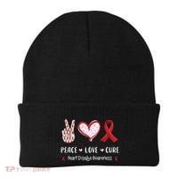 Peace Love Cure Heart Disease Awareness Chd Gift Beanie thumb 0
