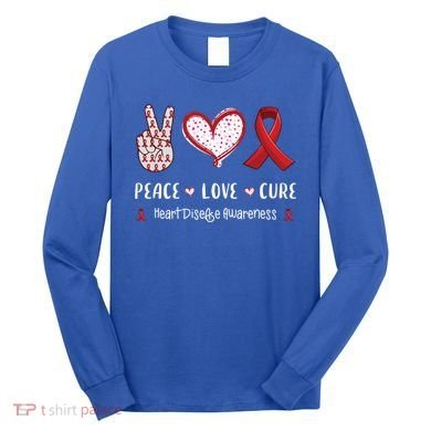 Peace Love Cure Heart Disease Awareness Chd Gift Long Sleeve Shirt