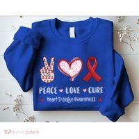 Peace Love Cure Heart Disease Awareness Chd Gift Sweatshirt thumb 2