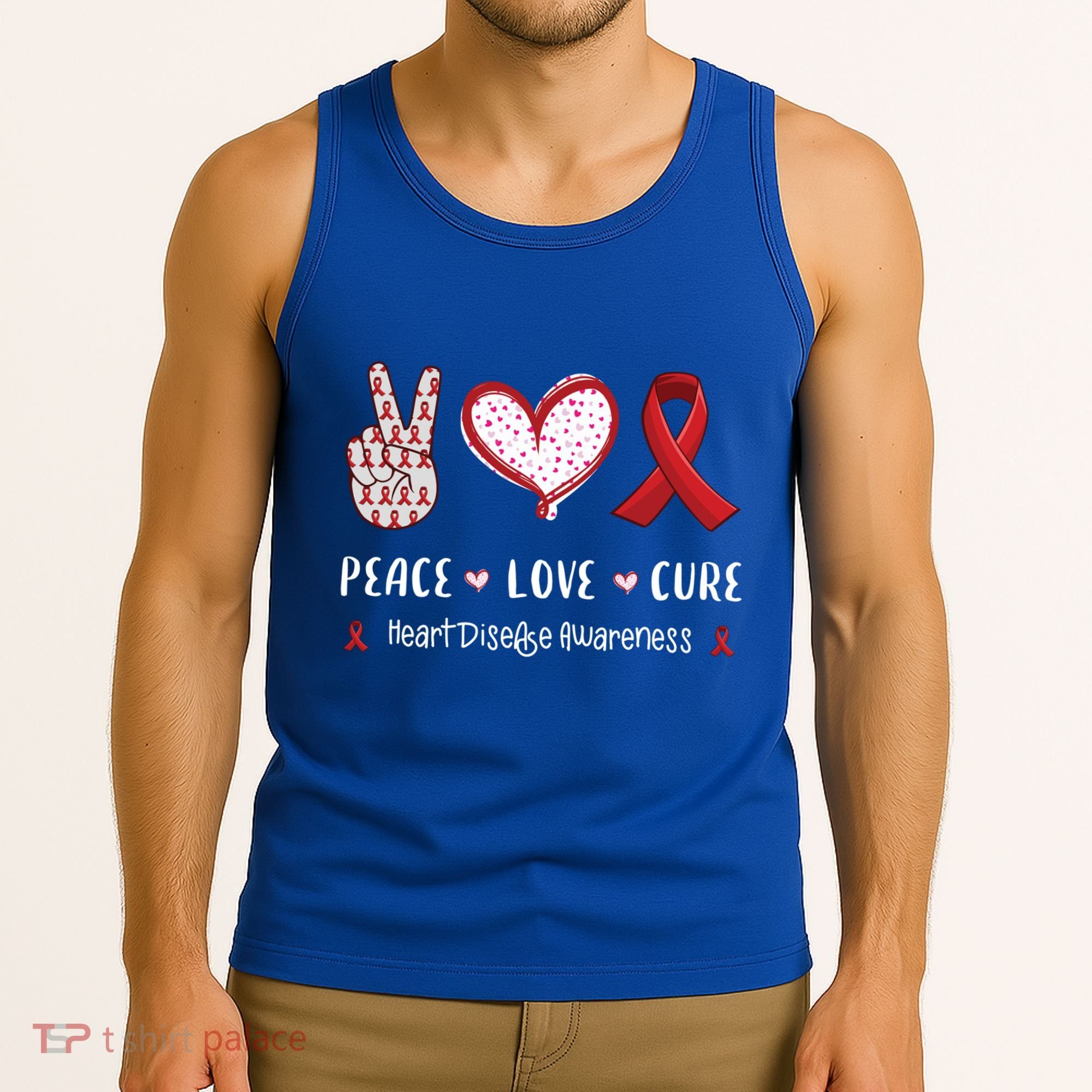 Peace Love Cure Heart Disease Awareness Chd Gift Tank Top