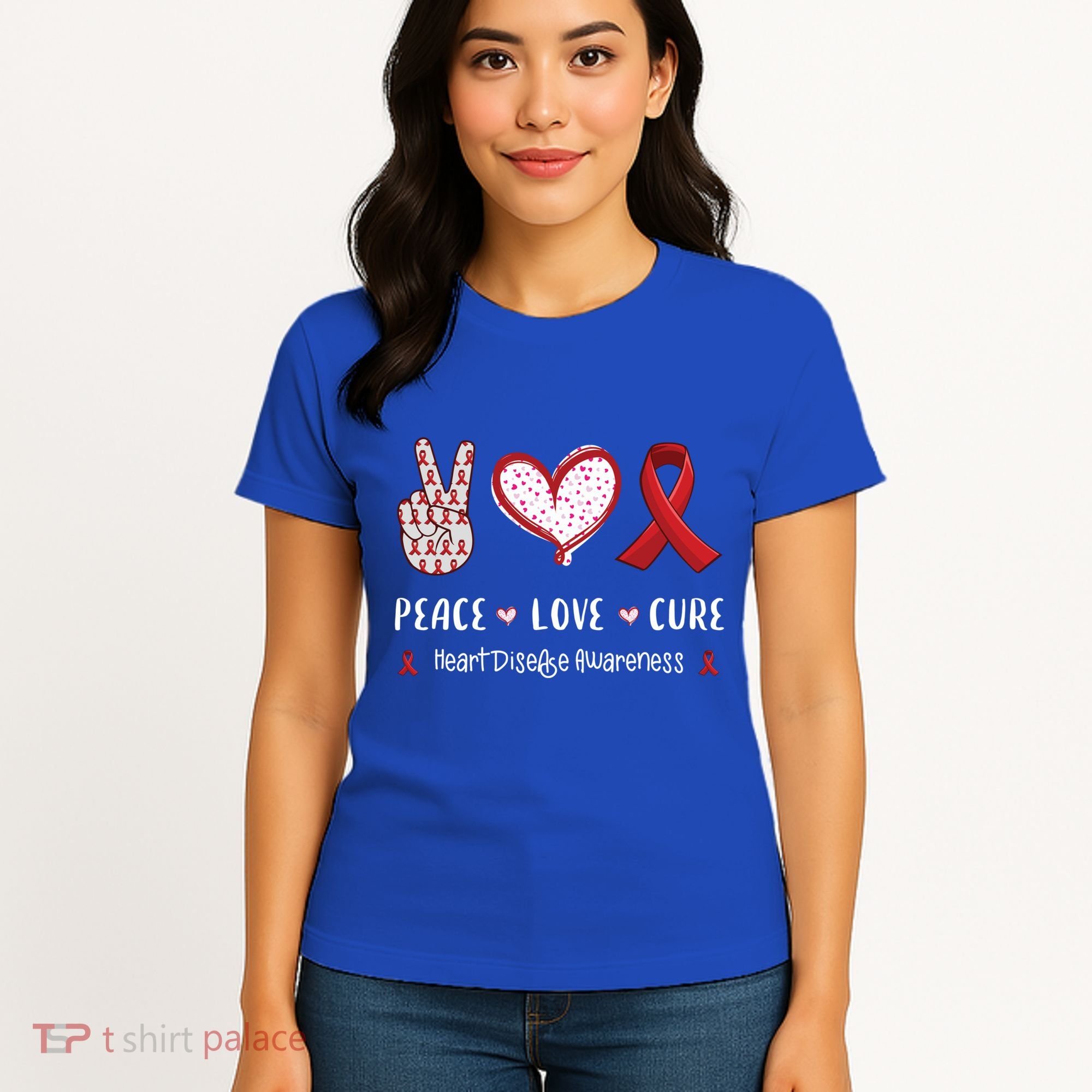 Peace Love Cure Heart Disease Awareness Chd Gift Women's T-Shirt