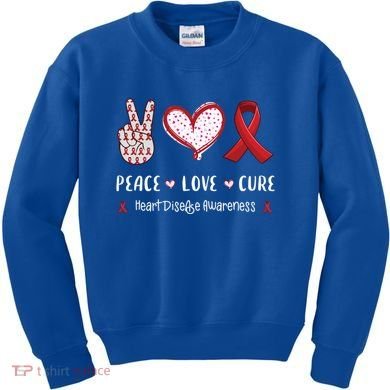 Peace Love Cure Heart Disease Awareness Chd Gift Kids Sweatshirt