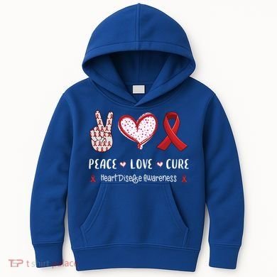 Peace Love Cure Heart Disease Awareness Chd Gift Kids Hoodie