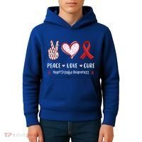 Peace Love Cure Heart Disease Awareness Chd Gift Kids Hoodie thumb 4