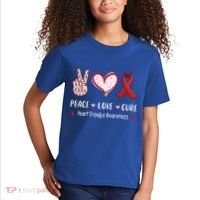 Peace Love Cure Heart Disease Awareness Chd Gift Kids T-Shirt thumb 2