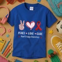 Peace Love Cure Heart Disease Awareness Chd Gift Kids T-Shirt thumb 3