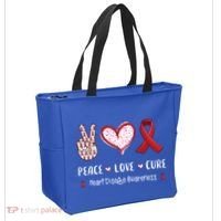 Peace Love Cure Heart Disease Awareness Chd Gift Tote Bag thumb 2