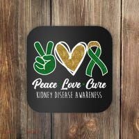 Peace Love Cure Kidney Disease Awareness Coaster thumb 0