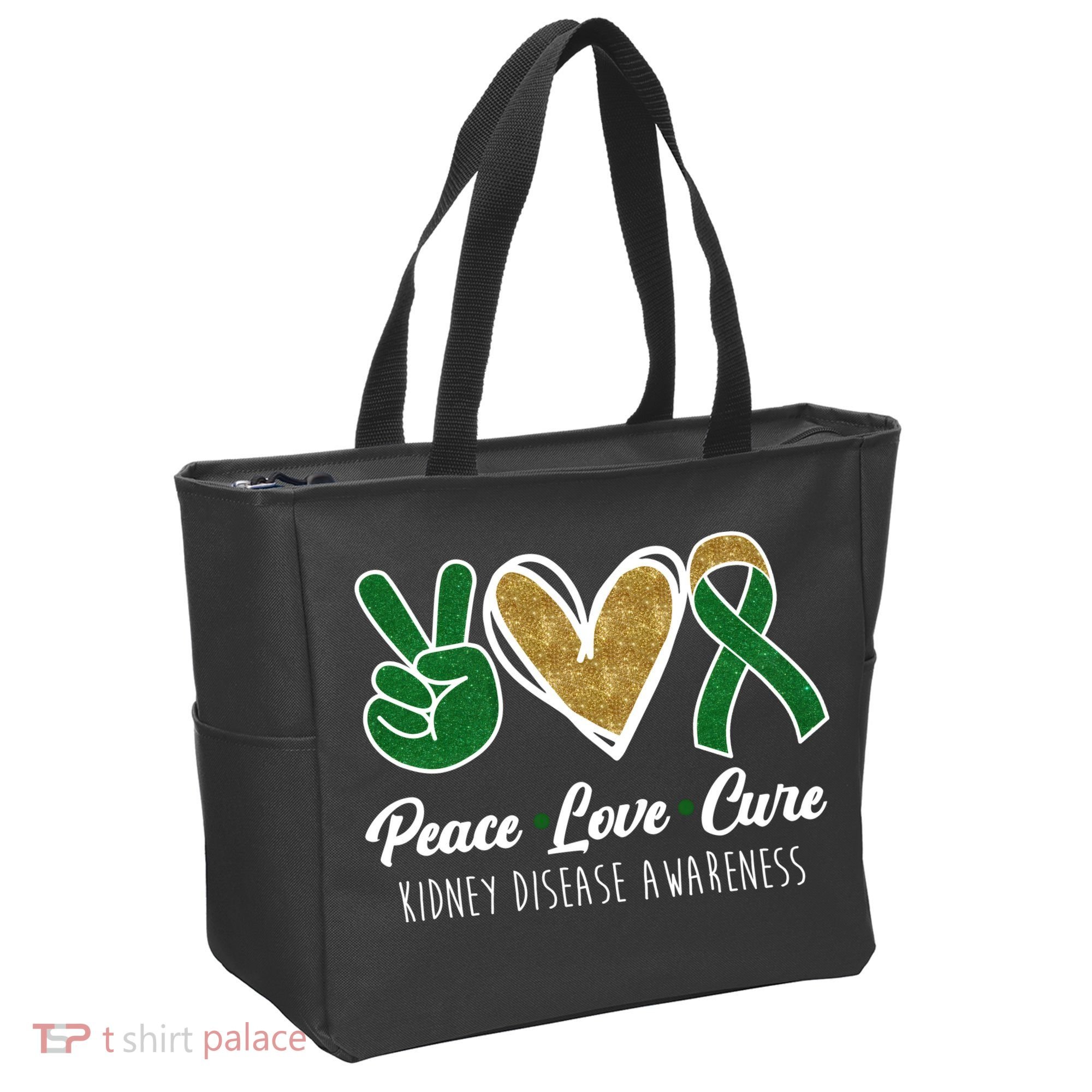 Peace Love Cure Kidney Disease Awareness Tote Bag