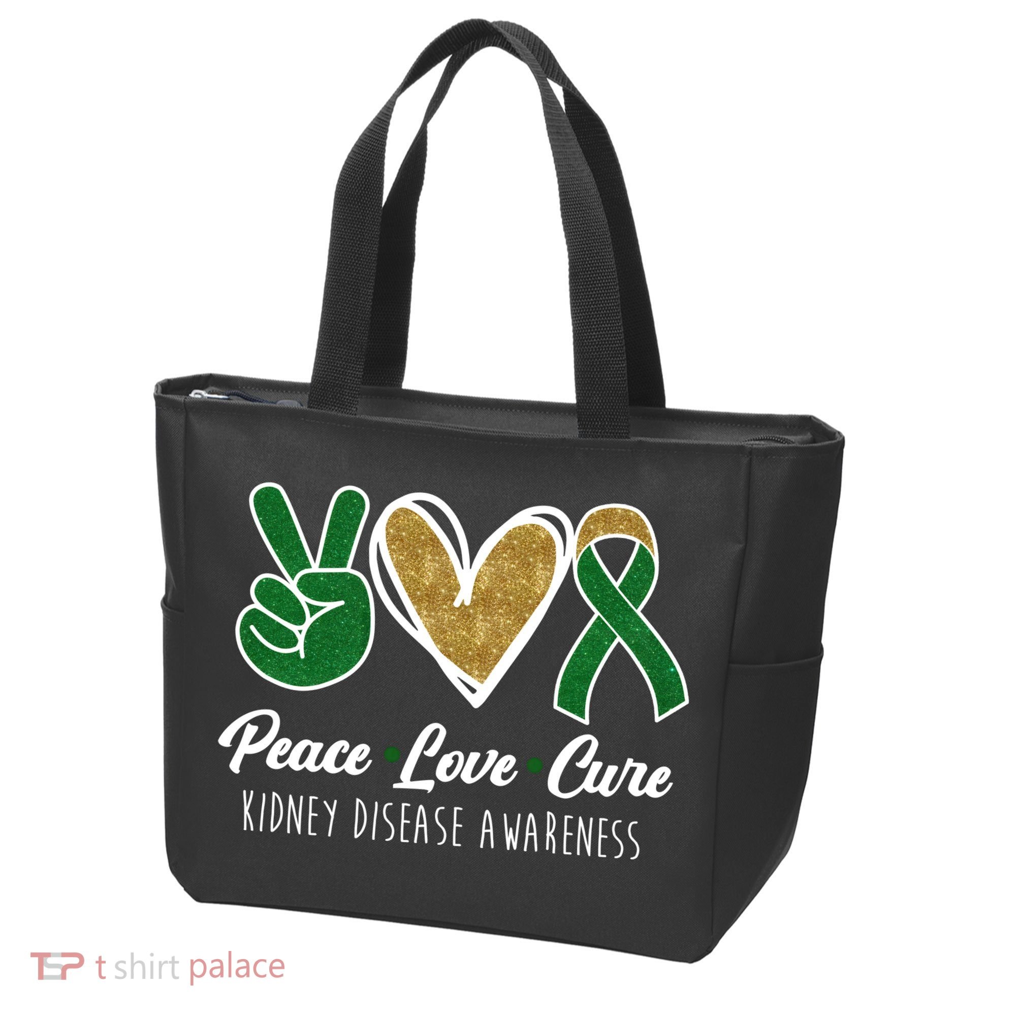 Peace Love Cure Kidney Disease Awareness Tote Bag