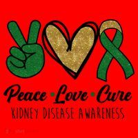Peace Love Cure Kidney Disease Awareness Santa Hat thumb 1