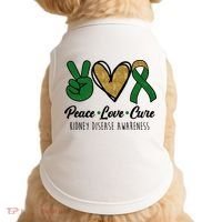 Peace Love Cure Kidney Disease Awareness Doggie Tank thumb 0