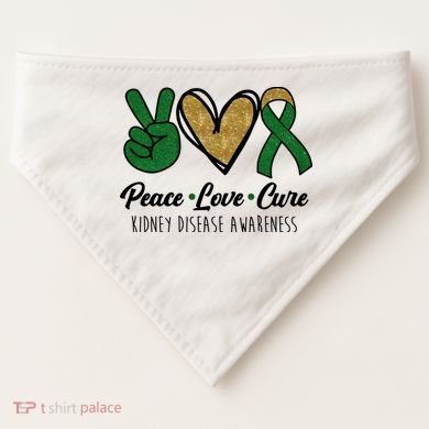 Peace Love Cure Kidney Disease Awareness USA-Made Doggie Bandana