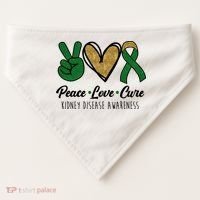 Peace Love Cure Kidney Disease Awareness USA-Made Doggie Bandana thumb 0