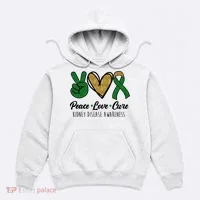 Peace Love Cure Kidney Disease Awareness Hoodie thumb 0