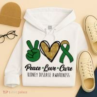 Peace Love Cure Kidney Disease Awareness Hoodie thumb 4