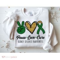 Peace Love Cure Kidney Disease Awareness Sweatshirt thumb 2