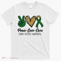 Peace Love Cure Kidney Disease Awareness T-Shirt thumb 0