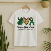 Peace Love Cure Kidney Disease Awareness T-Shirt thumb 2