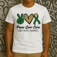 Peace Love Cure Kidney Disease Awareness T-Shirt thumb 3