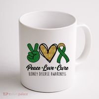 Peace Love Cure Kidney Disease Awareness Coffee Mug thumb 1