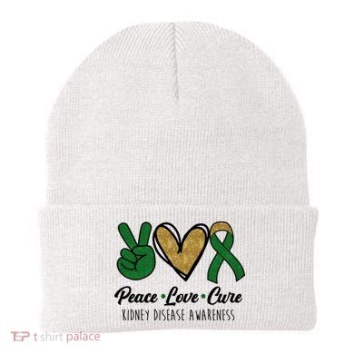 Peace Love Cure Kidney Disease Awareness Beanie