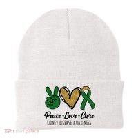 Peace Love Cure Kidney Disease Awareness Beanie thumb 0