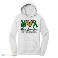 Peace Love Cure Kidney Disease Awareness Women's Hoodie thumb 0