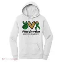 Peace Love Cure Kidney Disease Awareness Women's Hoodie thumb 0