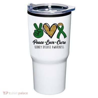 Peace Love Cure Kidney Disease Awareness Tumbler