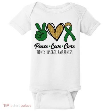 Peace Love Cure Kidney Disease Awareness Baby Bodysuit