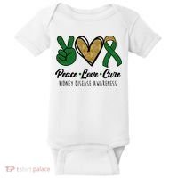 Peace Love Cure Kidney Disease Awareness Baby Bodysuit thumb 0