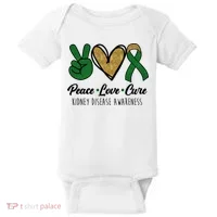 Peace Love Cure Kidney Disease Awareness Baby Bodysuit thumb 0