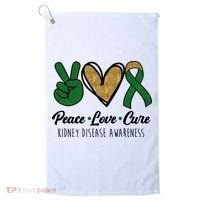 Peace Love Cure Kidney Disease Awareness Golf Towel thumb 0